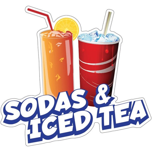 Sodas & Iced Tea Decal Concession Stand Food Truck Sticker, 12" x 4.5", D-DC-12 Sodas & Iced Tea19